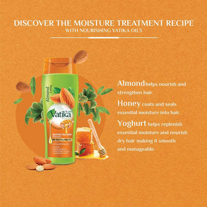 Vatika Almond & Honey Moture Treatment Hair Shampoo For Dry & Frizzy Hair 360ml - Khayest