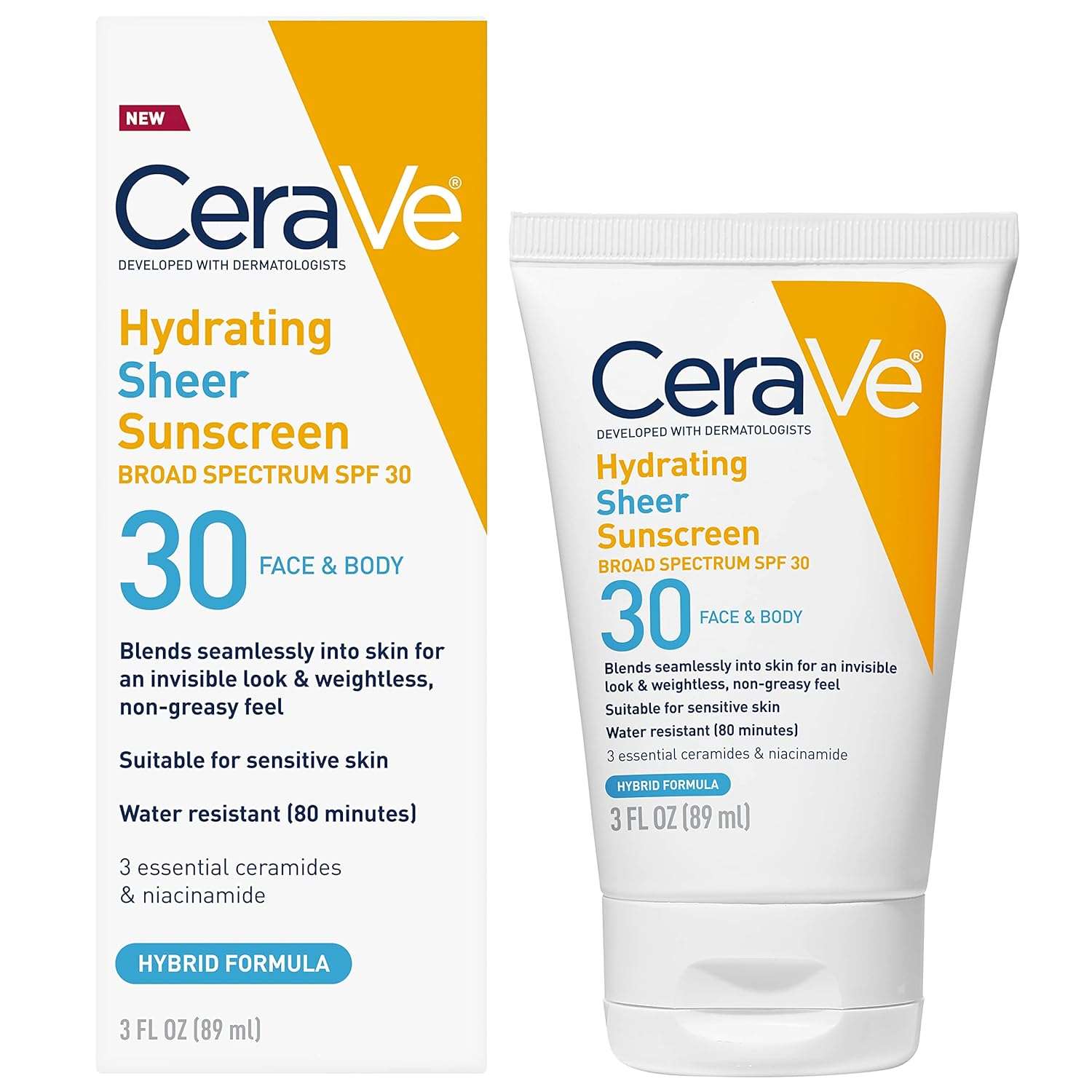 Cerave Hydrating sheer Face/Body Sunscreen  SPF30 89ml