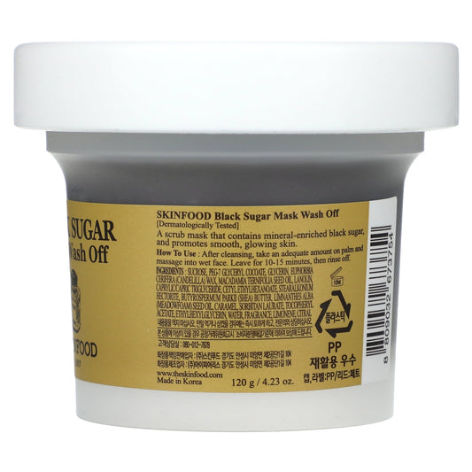 SKINFOOD Black Sugar Mask Wash Off 120g (4.23 oz), Facial Hydrating and Nourishing Blackheads Exfoliator - Khayest