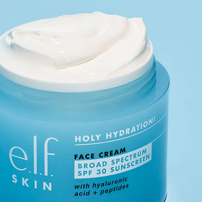 e.l.f. Holy Hydration! Face Cream, Broad Spectrum SPF 30 Sunscreen, Moisturizes & Softens Skin, Quick-Absorbing & Ultra-Hydrating, 1.8 Oz - Khayest