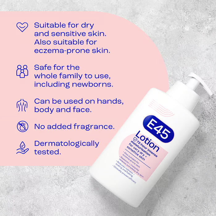 E45 Lotion 24HR Moisturisation for Very Dry & Sensitive Skin 500ml - Khayest