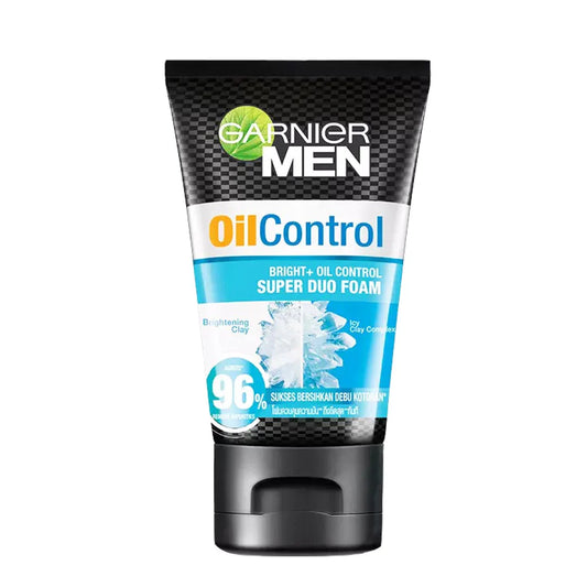 Garnier Men Oil Control Bright + Oil Control Super Duo Foam Face Wash 100Ml - Khayest