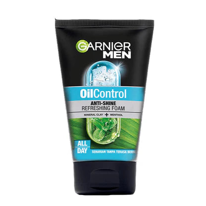 Garnier Men Oil Control Anti Shine Refreshing Foam All Day Face Wash 100Ml - Khayest