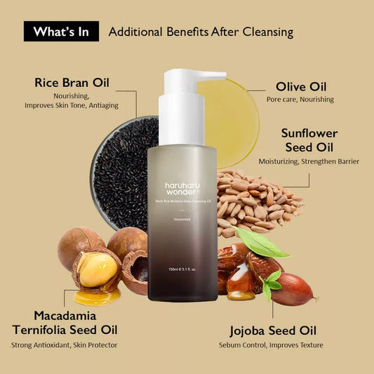 Haruharu Wonder Black Rice Moisture Deep Cleansing Oil 150ml - Khayest