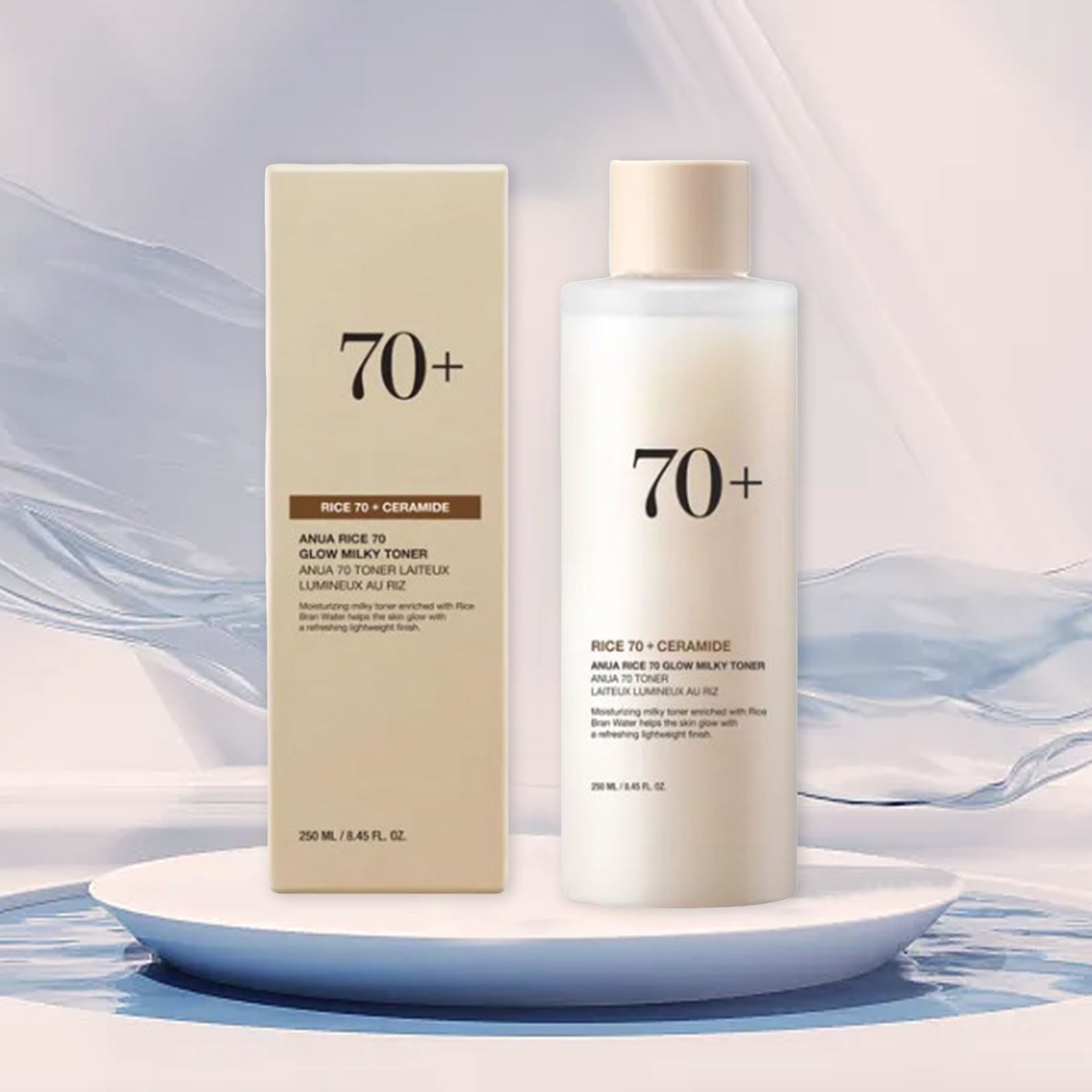 JELSUBI Anua Rice 70 Glow Milky Toner, for Glass Skin, Rice Water, Niacinamide, Ceramides, Panthenol, Fragrance-Free, Non comedogenic, Fungal Acne Safe, Korean Skin Care, 250ml/8.45fl.oz. - Khayest