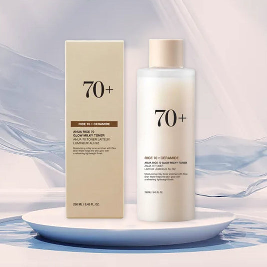 JELSUBI Anua Rice 70 Glow Milky Toner, for Glass Skin, Rice Water, Niacinamide, Ceramides, Panthenol, Fragrance-Free, Non comedogenic, Fungal Acne Safe, Korean Skin Care, 250ml/8.45fl.oz. - Khayest