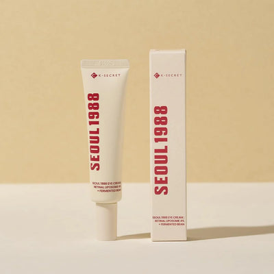 K-SECRET SEOUL 1988 Eye Cream with Retinal Liposome and Fermented Bean, product tube and box.
