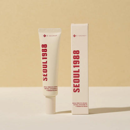 K-SECRET SEOUL 1988 Eye Cream with Retinal Liposome and Fermented Bean, product tube and box.

