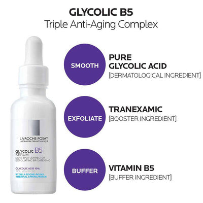 La Roche posay Glycolic B5 Face Serum 30ml - Khayest