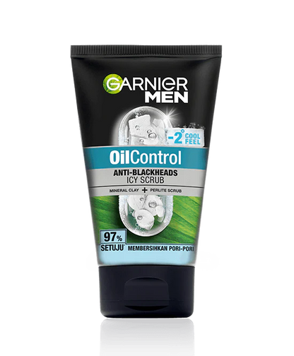 Garnier Men Oil Control Anti Black Heads Icy Face Scrub 100Ml - Khayest