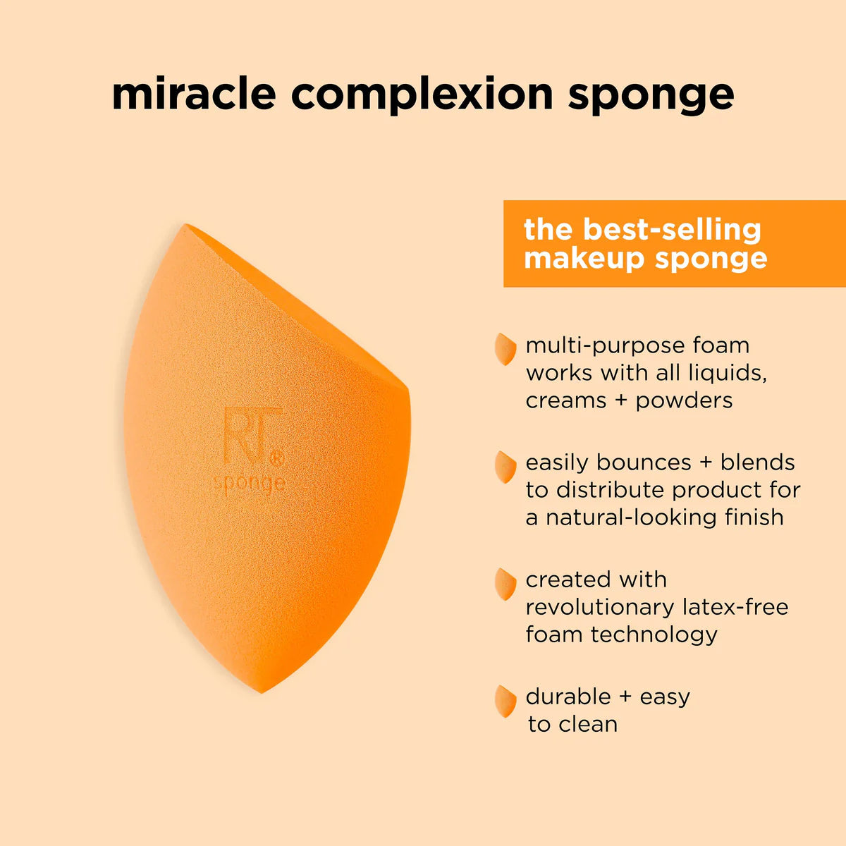 Real Techniques Miracle Complexion Beauty Blender Sponge 4 Pack Features