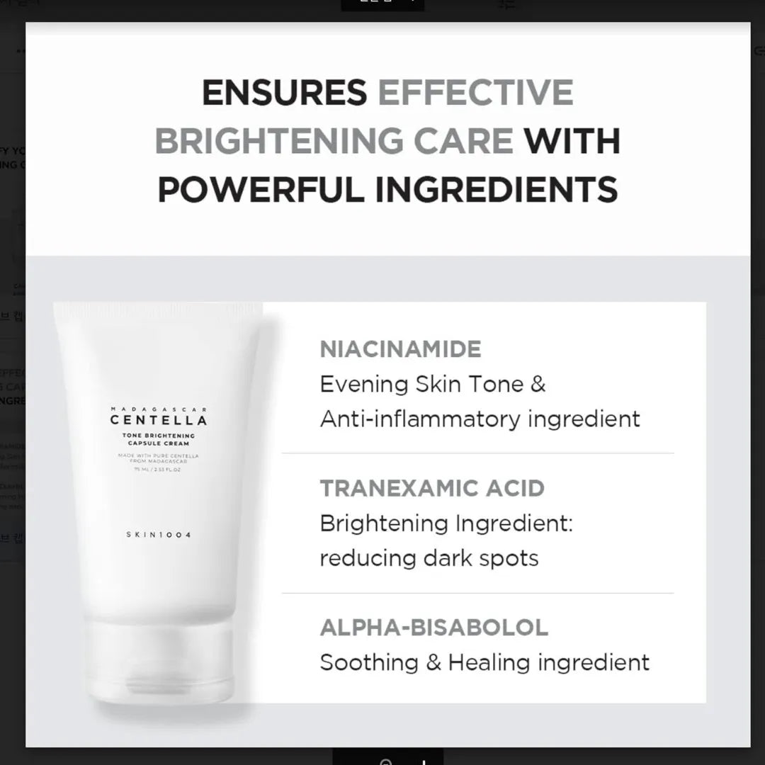 SKIN1004 Madagascar Centella Tone Brightening Capsule Cream 75ml - Khayest