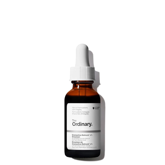 The Ordinary Granactive Retinoid 2% Emulsion Serum bottle on a white background 