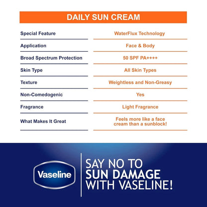 Vaseline Daily UV Protection Sun Cream with Vaseline Jelly SPF 50+/Pa++ 50 ML - Khayest