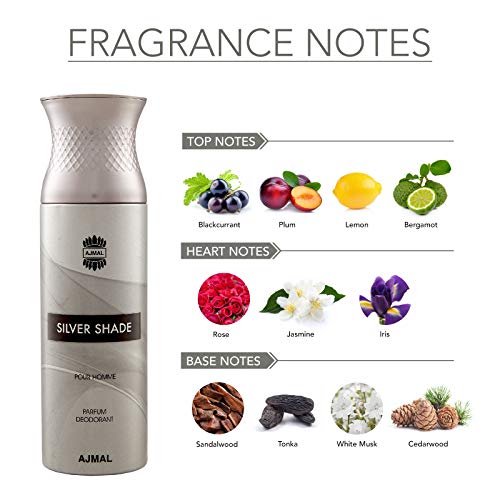 Ajmal Silver Shade Deodorant Body Spray for Men - Khayest