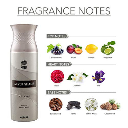 Ajmal Silver Shade Deodorant Body Spray for Men - Khayest