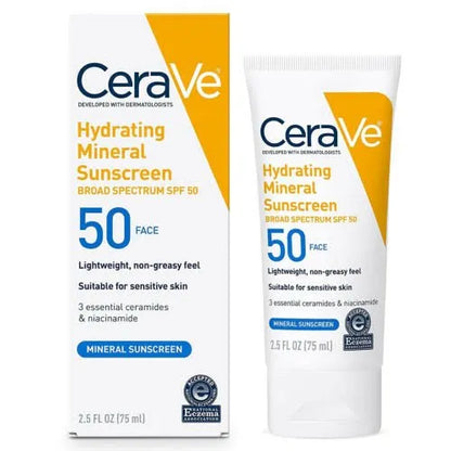 Cerave Hydrating Mineral Face Sunscreen SPF50 75ml