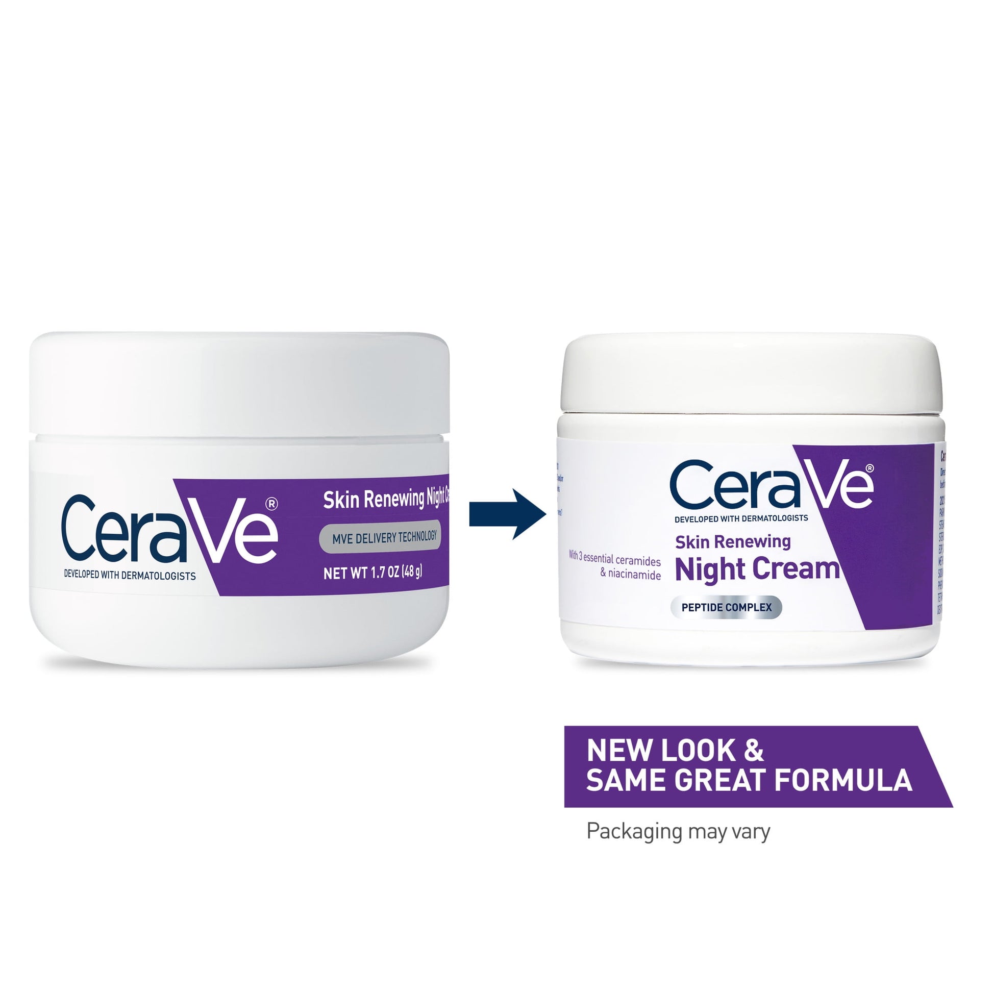 CeraVe Skin Renewing Face Night Cream with Peptide Complex & Hyaluronic Acid for All Skin Types, 1.7 oz - Khayest