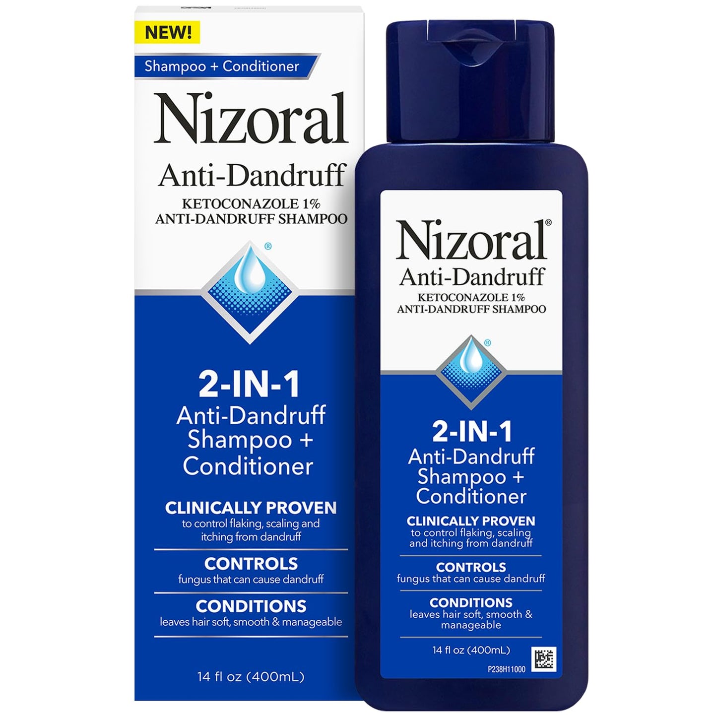 Nizoral 2 in 1 Anti-Dandruff Hair Shampoo+Conditioner 400Ml - Khayest