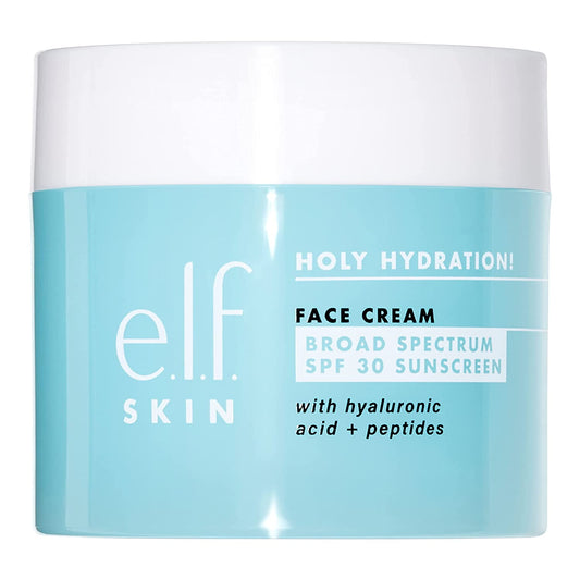 e.l.f. Holy Hydration! Face Cream, Broad Spectrum SPF 30 Sunscreen, Moisturizes & Softens Skin, Quick-Absorbing & Ultra-Hydrating, 1.8 Oz - Khayest