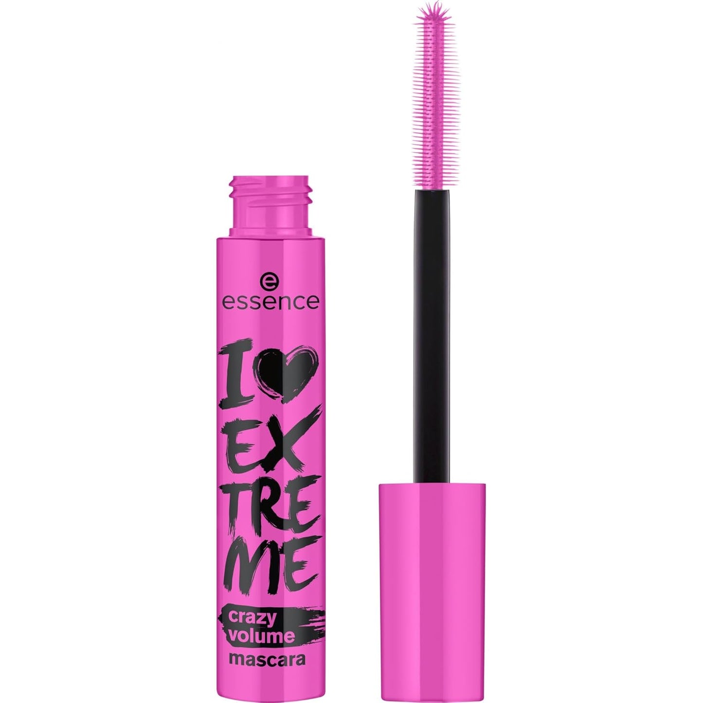 Pink mascara with black text on a white background