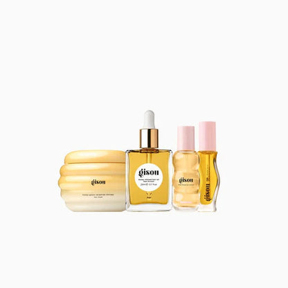 Gisou Glow All The Way Set – Honey-Infused Hair & Lip Gift Set (Hair Mask, Hair Oil, Hair Perfume & Lip Oil)