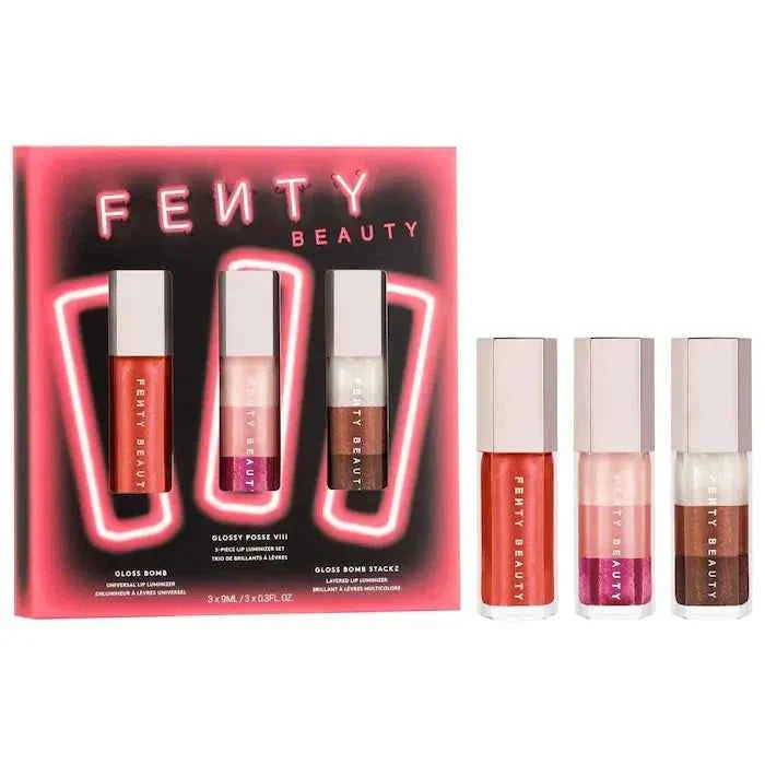 Fenty Beauty Glossy Posse VIII 3-Piece Lip Luminizer Set – High-Shine Lip Gloss Trio for Juicy, Luminous Lips