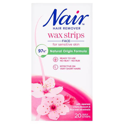 Nair Hair Remover Face Cherry Blossom Wax Strips for Sensitive Skin