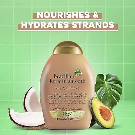 OGX Ever Straightening + Brazilian Keratin Smooth Hair Shampoo 385Ml