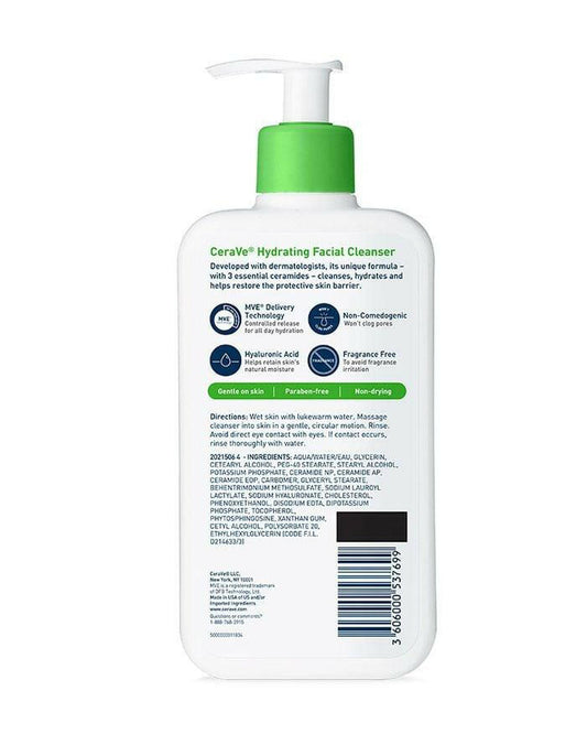 Hydrating Facial Cleanser by Cerave normal to dry skin 355ml - Khayest
